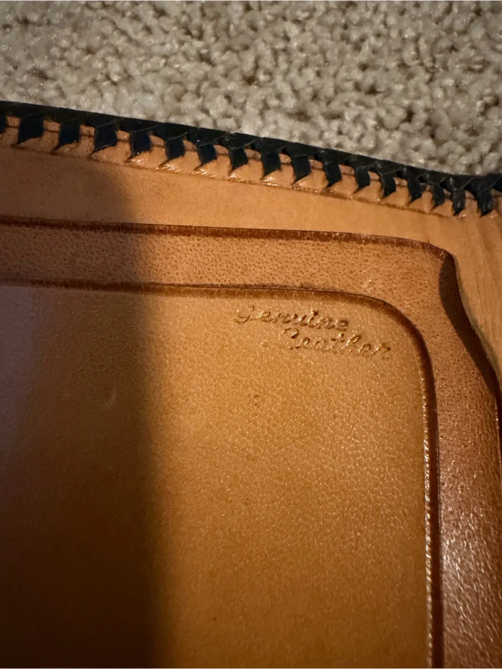 Vintage Hand Tooled Brown Leather Bifold Women’s Wallet w/ Zipper Pocket